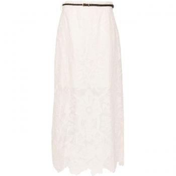 Zimmermann Women's Floral Jacquard High-Waisted Midi Skirt in Beige | Size M