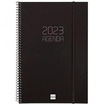 Finocam - Agenda 2023 Espiral Opaque Semana Vista Vertical Enero 2023 - Diciembre 2023 (12 meses) Negro