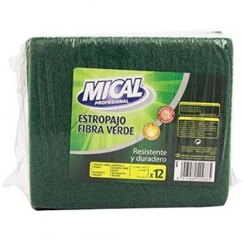 Mical - Estropajo Fibra Verde - Resistente y duradero - 12 unidades