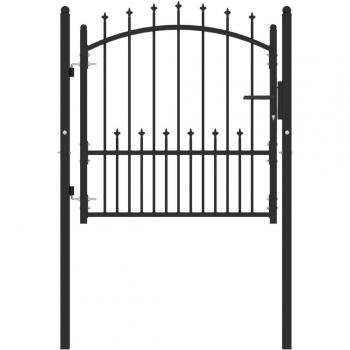 Puerta de valla con picos de acero negro 100x100 cm