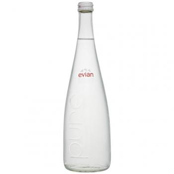 Botella de Vidrio Agua Evian Natural Sin Gas 750ml x 12