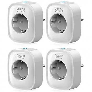 Enchufe Inteligente 4 Pack, Mini Enchufe Wifi Compatible con Alexa & Google Home, Enchufe con Monitor de Energía para Controlar Dispositivos Remoto por APP, Modelo SP1-4, WiFi 2.4G Solo