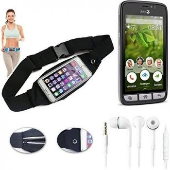Cinturón de bandolera bolso de la cintura bolsa para doro 8031, negro + auriculares. Aptitud del deporte de la cubierta a prueba de lluvia Ejercicio corriente - K-S-Trade