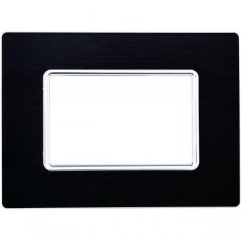 Placa de aluminio 3 módulos color negro serie Solar compatible con BTicino Matix