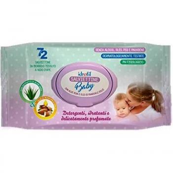 Toallitas Baby Idrofil con Aloe Vera y Aceite de Almendra 72 Piezas, 0% Alcohol