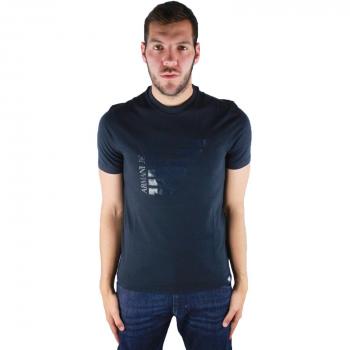 Armani Jeans Men's Dark Blue Cotton T-Shirt with Large Eagle Logo
