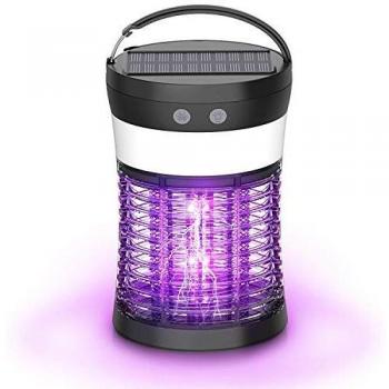 PRANITE Lámpara Antimosquitos Trampa Eléctrica para Mosquitos 2 en 1 Solar USB Recargable con Luz LED IP65 Impermeable Trampa para Moscas de Insectos para Interior/Exterior/Camping/Jardín