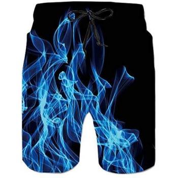 Spreadhoodie Fuego Bañador para Hombre Drawstring Respirable Mens Swim Pantalones Cortos Gráfico 3D Hombres Nadar Pantalones Cortos con Bolsillo Azul XL