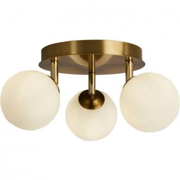 Plafón semi-empotrado Crosby de 3 luces en dorado y vidrio opalino - Searchlight