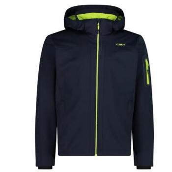 Chaqueta Softshell con capucha CMP Light, color negro y amarillo neón, talla XXL, modelo 39a5027