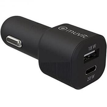 MUVIT para Cambiar la Carga de Voz, PD USBC 20 W + QC 3.0 18 W Noir