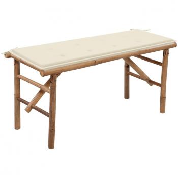 vidaXL Banco de jardín plegable con cojín bambú 118 cm
