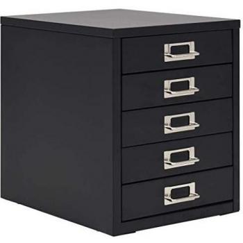 vidaXL Cajonera Archivador Metálico Negro 5 Cajones Mueble Organizador Oficina