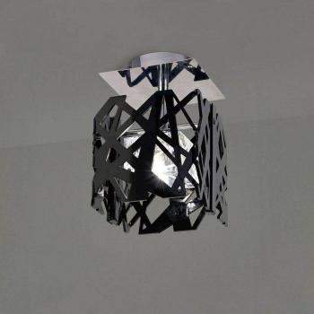 Plafón Tokio 1 bombilla G9, negro brillante / cromo pulido