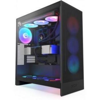 NZXT H7 Flow RGB 2024 Semitorre ATX Negra con Cristal Templado y Ventiladores RGB, Admite Ventiladores Inferiores para Gráfica