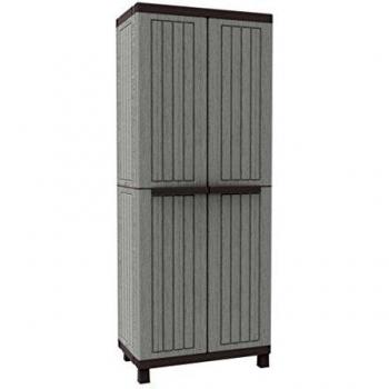 Terry, C-Wood 2680, Armario 2 Puertas con 3 Estantes Internos, Gris/Negro, 68x39x170 cm