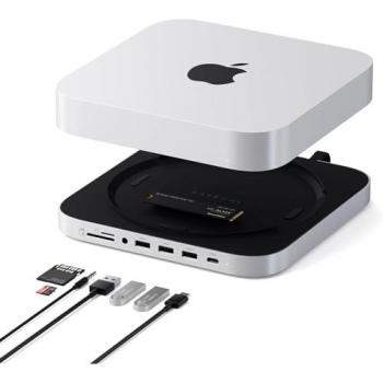 Satechi USB-C Docking Station & Hub with M.2 NVMe SSD Enclosure for Mac Mini/Studio, Silver