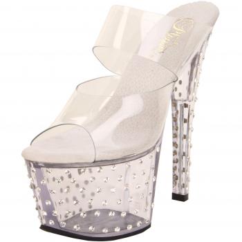 Pleaser Women's Stardust 702 Clear Platform Sandals