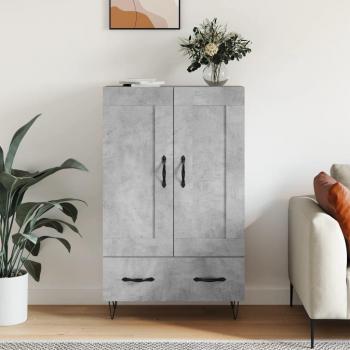 Aparador alto de hormigón gris y madera multicapa 69,5x31x115 cm