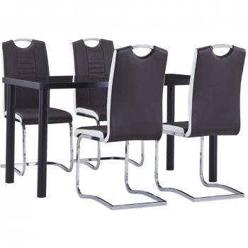 Juego de comedor 5 piezas cuero sintético marrón