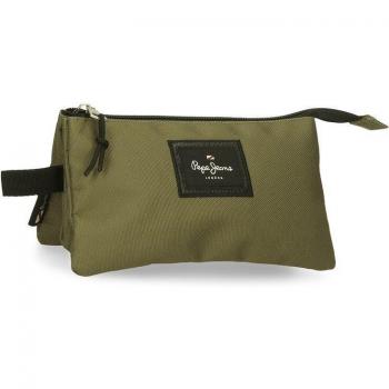 Estuche Pepe Jeans Aris Colorful de tres compartimentos en color verde