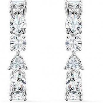 Pendientes Swarovski Tennis Deluxe Blanco Mixto Chapado en Rodio para Mujer 5563322