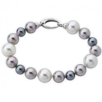 Majorica - Pulsera de 20 cm, 8/12 mm Redondas Perlas Blancas, Grises y Nuage