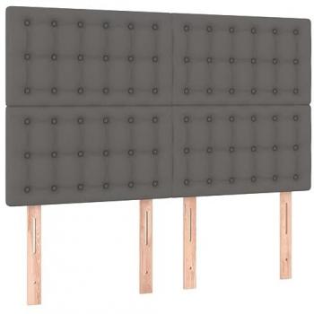 Cabecero con luces LED cuero sintético gris 144x5x118/128 cm