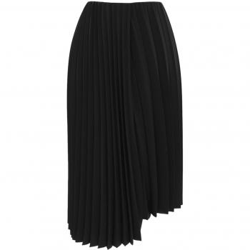 Saint Laurent Women's Asymmetric Pleated Midi Skirt in Black | Size 38 | 758760Y6H681000