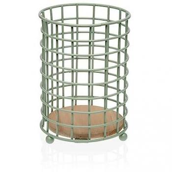 Organizador para Cubiertos Versa Verde Madera de caucho Acero Hierro 12,5 x 17,5 x 12,5 cm