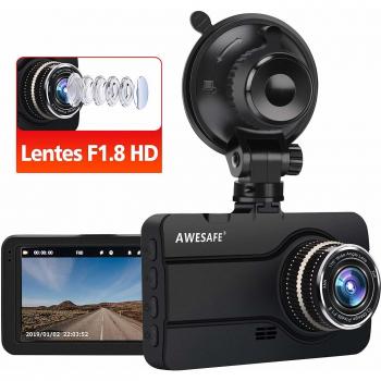 AWESAFE Dash CAM Cámara de Coche con Lentes F1.8 1080P Full HD 170 Ángulo con WDR G-Sensor, Detección de Movimiento, Grabación en Bucle, Visión Nocturna, Monitor de Aparcamiento
