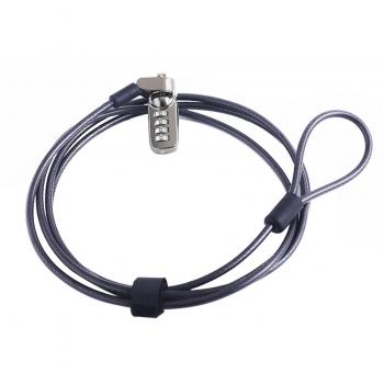 CaLeQi Cable de Seguridad con Cerradura de Combinación para Ordenador portátil, Ordenador, Monitor LCD, 2 m de Cable Negro