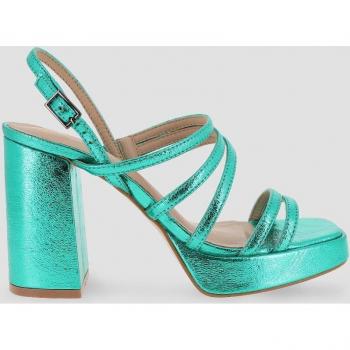 Sandalias Salma Turquesa - Elegantes sandalias de mujer con tiras en color turquesa.
