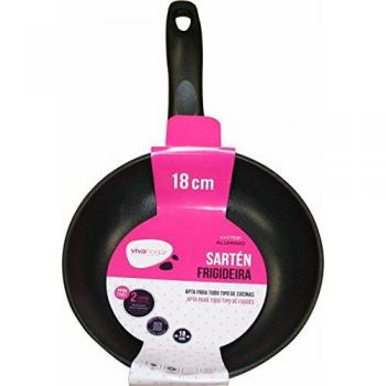 SARTEN COCINA VIVAHOGAR ANTIADHERENTE TEFLON INDUCCION ALUMINIO FORJADO ESMALTADO 18CM VH77091