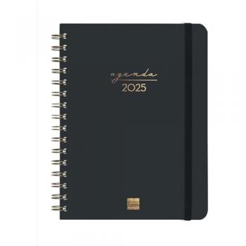 Agenda Espiral Alma 2025 Semana Vista Horizontal Enero 2025 - Diciembre 2025 (12 meses) Negro Catalán Finocam