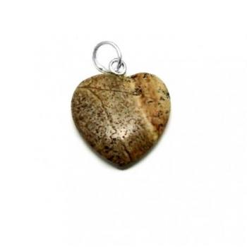 Colgante Inmaculada Romero Plata Ley 925m Corazón Piedra Marrón 21mm Elegante