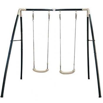 Portique de Metal para Niños con 2 Balanza - Antracita y Crema, Dimensiones: 210 x 210 x 217 cm