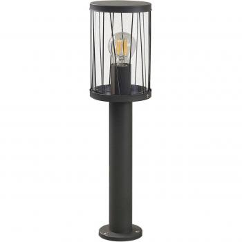 Baliza de exterior Lindby Yonan, redonda, gris oscuro, E27, moderna, hecha de acero, para iluminación de senderos (1 llama)