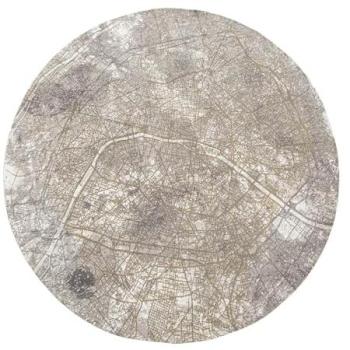 Alfombra de salón Cities Space Trip - 240 x 240 cm - Tejido plano gris con diseño gráfico artístico inspirado en antiguas cartas