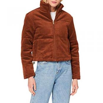 Urban Classics Women's Plus Size Corduroy Puffer Jacket in Toffee