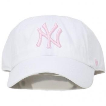 Gorra curva blanca con logo rosa de New York Yankees MLB Clean Up de 47 Brand - Blanco, Talla única