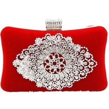 Shiratori - Cartera de mano de terciopelo para mujer rojo rojo pequeño