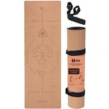 KAIZENLY Pro Esterilla de Yoga Ecológica - Corcho Natural, Antideslizante - Esterilla Yoga, Pilates, Fitness - Colchoneta Yoga con Correa de Transporte - Yoga Mat