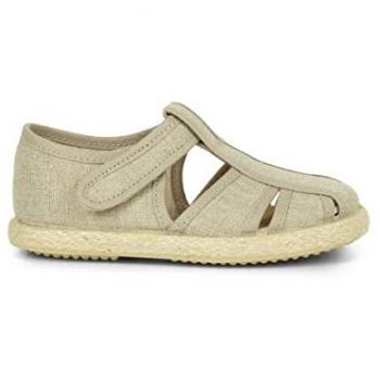 Sandalia Pepito Aberturas de Lona y Yute Talla 23 Color Crudo