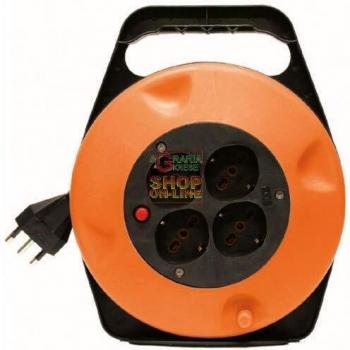 Enrollador de cable 4 tomas Schuko 10/16A + T 3x1,5 mm² 10 m
