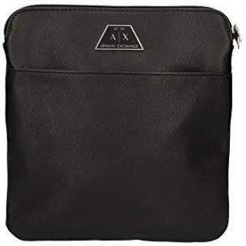 AX Armani Exchange Men's Scattered Logo Print Small Crossbody Bag Messenger, Black, One Size
