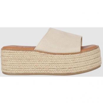 Alpargatas de plataforma de mujer abiertas de piel Chika10 Bonna 24 beige