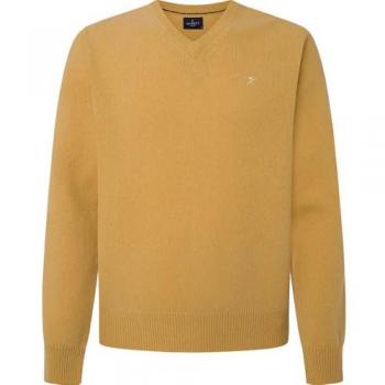 Jersey de Punto de Lana de Cordero Amarillo Limón con Cuello en V para Hombre, Talla XXL