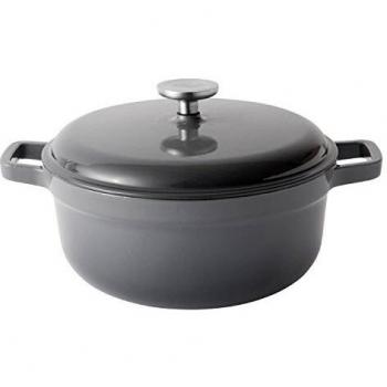 Berghoff 2307351 Gem Cocotte de Hierro Fundido esmaltado 24 cm-4.4 L, Apto para inducción, vitrocerámica y gas, Gris