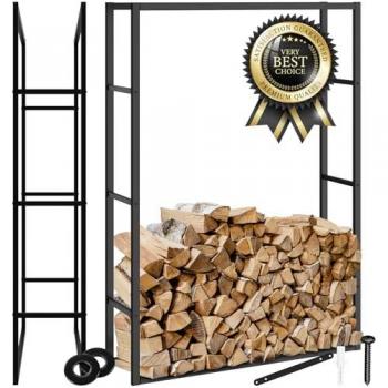 Estantería para leña Tuby - Leñero de acero con diseño industrial, 100,5 x 25 x 150 cm, para interior y exterior, gran capacidad y protección antivuelco
